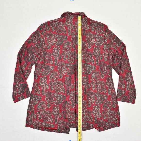 Chico's Women Button Blazer Jacket Floral Rayon Red Size 2 US Size 12/14 Pockets - Picture 5 of 8